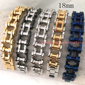 【貨物輸送無料】腕輪 添え物― ステンレススチールオートバイチェーンメンズブレスレット18粍 heavy gift stainless steel motorcycle chain mens bracelet 9 mutilcolor