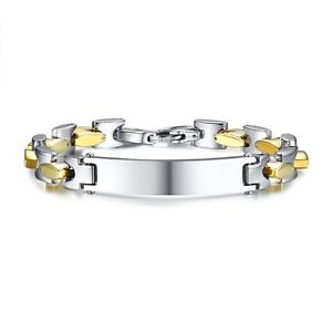 【貨物輸送無料】腕輪 添え物― ステンレス鋼95ゴールドシルバーブレスレットリンクstainless steel mens 95 gold and silver link braceletengraving avail