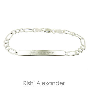 【送料無料】ブレスレット アクセサリ― 925 idフィガロブレスレットスターリング925 sterling silver adult id figaro bracelet name personalized engraved
