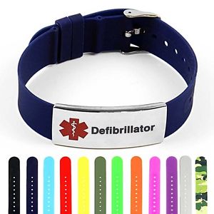 【送料無料】ブレスレット　アクセサリ―　シリコンスチールタグブレスレットidtagged silicone medical alert defibrillator polished steel tag id bracelet