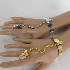 【送料無料】ブレスレット　アクセサリ―　ゴールドスネークカフブレスレットwomen silver metal gold snake cuff wrist bracelet hand chain