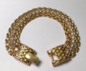 【送料無料】ブレスレット　アクセサリ―　ビンテージケネスジェイレーンゴールドトーンホワイトラインストーンブレスレットvintage kjl kenneth jay lane gold tone amp; white rhinestone 3 strand bracelet