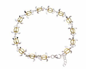 【送料無料】ブレスレット　アクセサリ―　yellow gold plated 2tone sterling925hawaiian honu turtle link braceletyellow gold plated 2 tone sterling silver 925 hawaii