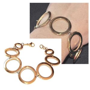 【送料無料】ブレスレット　アクセサリ―　モダンスチールブレスレットカラーゴールドビッグサークルmodern steel bracelet color gold big circles 18cm bijou