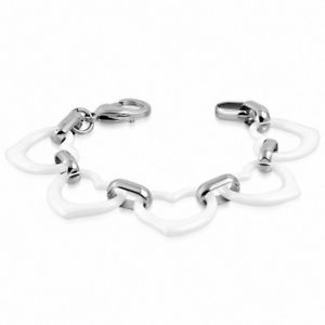 【送料無料】ブレスレット　アクセサリ―　ブレスレットセラミックホワイトリンクステンレススチールbracelet heart ceramic white with links stainless steel