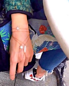 【送料無料】ブレスレット アクセサリ― ソリッドスターリングシルバーkローズゴールドメッキチェーンリーフhand chain leaf with cz gemstone solid 925 sterling silver 14k rose gold plated