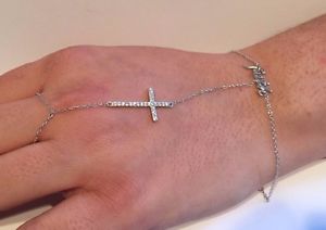 【送料無料】ブレスレット　アクセサリ―　スターリングシルバーレディースクロスブレスレットリングアクセント925 sterling silver ladies cross amp; word faith bracelet ring w75 ct accents