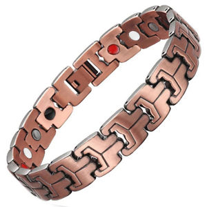 【送料無料】ブレスレット　アクセサリ―　メンズブレスレットdouble strength 4 elements mens pure copper magnetic therapy bracelet arthritis