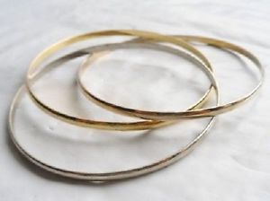 【送料無料】ブレスレット　アクセサリ―　ビンテージブレスレットリジッドカラートリプルゴールドシルバーvintage trinket bracelet rigid color triple gold and silver * 4395