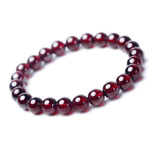【送料無料】ブレスレット　アクセサリ―　ガーネットワインレッドクリスタルクリアラウンドビーズブレスレットgenuine natural garnet wine red crystal clear round bead bracelet 7mm aaa
