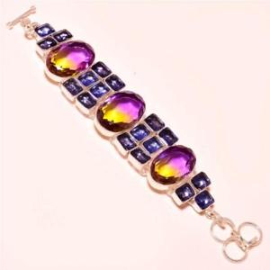 【送料無料】ブレスレット　アクセサリ―　アメジストシルバーブレスレットametrine with amethyst gemstone 925 silver bracelet 78