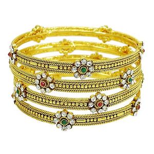 【送料無料】ブレスレット　アクセサリ―　ボリウッドデザイナーgoldtone cz armreifenパーティー2*10セット