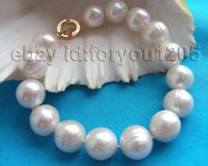 【送料無料】ブレスレット　アクセサリ―　85 13mmホワイトパールブレスレット14k85 genuine natural 13mm white pearl bracelet 14k