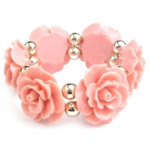 【送料無料】ブレスレット　アクセサリ―　コンローザフィオーリエラシコローズbraccialetto donna bigiotteria con rose fiori elastico in gomma sfere in rosa