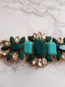 【送料無料】ブレスレット　アクセサリ―　ブレスレットクラスタjcrew bracelet green blue chunky cluster rhinestones crystal statement gold