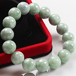 【送料無料】ブレスレット　アクセサリ―　ヒスイライトグリーンビーズブレスレットnatural certified grade a jade jadeite 13mm light green beads bracelet