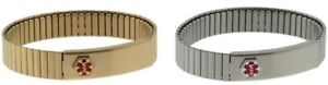 【送料無料】ブレスレット　アクセサリ―　メンズステンレスブレスレットmens 7in 9in elastic stainless steel or gold plated medical alert id bracelet