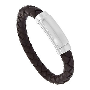 【送料無料】ブレスレット　アクセサリ―　ブレスレットステンレスクラスプbrown braided leather bracelet w stainless steel magnetic clasp