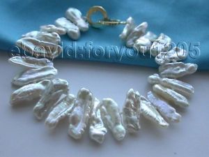 【送料無料】ブレスレット　アクセサリ―　パールブレスレット85 genuine natural 22mm white biwa pearl bracelet 14k f1499 13,476円