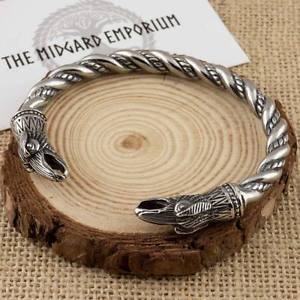 【送料無料】ブレスレット アクセサリ― ワタリガラスブレスレットステンレススチールアームリングヴァイキングviking odins ravens bracelet stainless steel norse arm ring