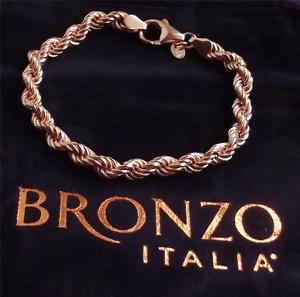 【送料無料】ブレスレット　アクセサリ―　イタリアローズゴールドメッキブロンズソリッドロープブレスレットmilor bronzo italia rose gold plated bronze solid rope bracelet 19cm qvc