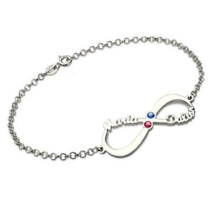 【送料無料】ブレスレット　アクセサリ―　パーソナライズインフィニティブレスレットシルバーブレスレットpersonalised infinity birthstone bracelet silver name bracelet for women
