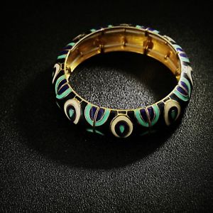 【送料無料】ブレスレット　アクセサリ―　エナメルリバイバルクラスct6elastic bracelet gold enamel blue green white retro marriage class ct6