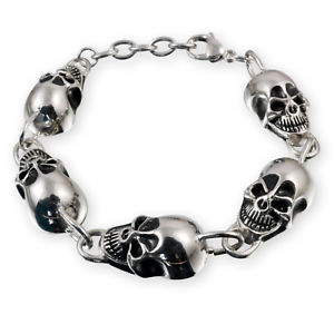 【送料無料】ブレスレット　アクセサリ―　ブレスレットチェーンステンレススチールジュエリーシルバーskulls bracelet chain 316 l stainless steel men jewelry silver brst003