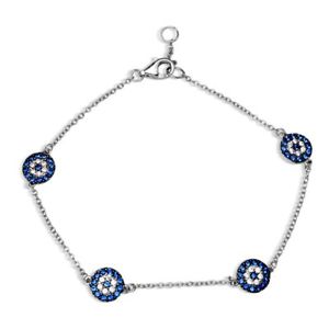 【送料無料】ブレスレット　アクセサリ―　ブレスレットsterling silver charm bracelet w cz stones evil eye four charms