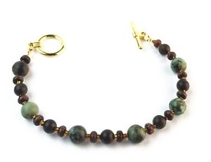 【送料無料】ブレスレット　アクセサリ―　アフリカターコイズブレスレットビーズローズウッドafrican turquoise bracelet semiprecious stones and beads rosewood