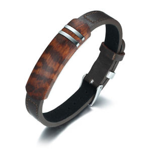 【送料無料】ブレスレット　アクセサリ―　アンティークローズウッドブレスレットステンレススチールadjustable antique rosewood leather bracelets men stainless steel wooden jewelry