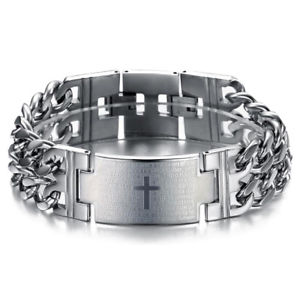 【送料無料】ブレスレット　アクセサリ―　メンズジュエリークラシッククロスチタンブレスレット5xmens jewelry classic cross titanium steel bible bracelet a4m9