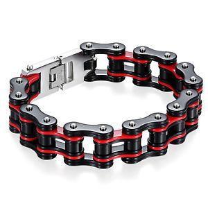 【送料無料】ブレスレット　アクセサリ―　87 16mmステンレスオートバイチェーンリンクブレスレット87 mens biker 16mm wide stainless steel heavy motorcycle chain link bracelet