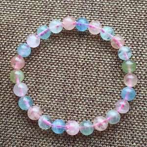 【送料無料】ブレスレット　アクセサリ―　カラフルクリアビーズブレスレット listingnatural colorful morganite clear beads gemstone bracelet 8mm aaaa