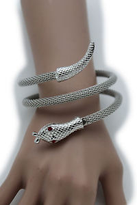 【送料無料】ブレスレット アクセサリ― ファッションジュエリープラスサイズブレスレットヘビラップアラウンドwomen silver metal wrist fashion jewelry plus size bracelet snake wrap around