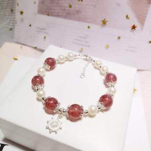 【送料無料】ブレスレット　アクセサリ―　パールストロベリーブレスレットスターリングシルバーnatural fresh water pearl amp; strawberry crystal bracelet s925 sterling silver