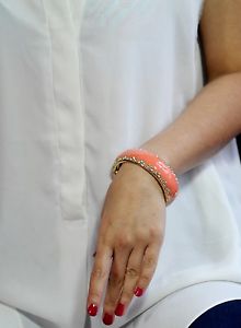 【送料無料】ブレスレット　アクセサリ―　ブレスレットビジネスゴールデンエナメルオレンジレトロビンテージbracelet rigid business golden enamel orange retro vintage original ct6
