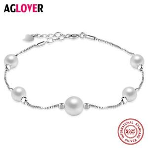 【送料無料】ブレスレット　アクセサリ―　スターリングシルバーパールブレスレットファッションブレスレットブランド925 sterling silver pearl bracelet women fashion charm bracelet female brand 100
