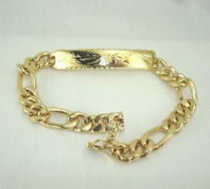【送料無料】ブレスレット　アクセサリ―　18kフィガロリンクidブレスレット9lifetime warrantyfancy 18k gold plated figaro link id bracelet 9 lifetime warranty