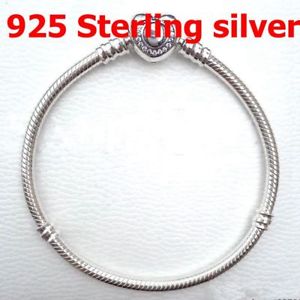 【送料無料】ブレスレット　アクセサリ&mdash;　ファッションスターリングシルバースネークチェーンクリアブレスレットfashion 100 925 sterling silver snake chain clear cz loveclip european bracelet｜hokushin