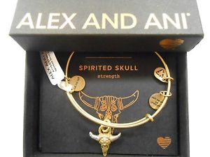 【貨物輸送無料】腕輪 付属物― アレックススカルブレスレットラファエリアンボックスカードゴールドalex and ani spirited skull bracelet rafaelian gold finish with box and card