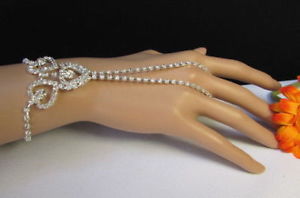 【送料無料】ブレスレット　アクセサリ―　レディースシルバーファッションスレーブブレスレットリング womens silver fashion heart hand chain slave bracelet ring metal