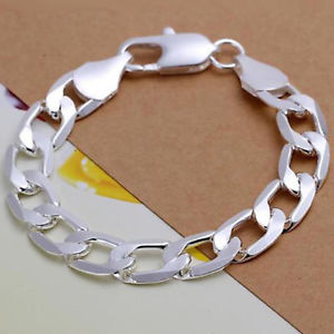 【送料無料】ブレスレット　アクセサリ―　925スターリングチェーンde12mmmen bracelet 925 sterling silver filled chain de12mm fashion jewelry