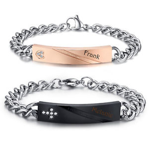 【送料無料】ブレスレット　アクセサリ―　リクエストパートナーブレスレットステンレススチールブレスレットinfinity id stainless steel bracelets with engraving on request partner bracelets top
