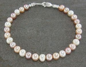 【貨物輸送無料】腕輪 付属物― パールスターリングシルバーブレスレットnatural multicolored pearl anklet or bracelet with sterling silver clasp