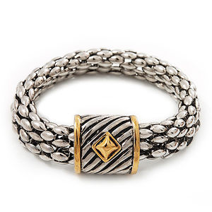 【送料無料】ブレスレット　アクセサリ―　スタイリッシュメッシュブレスレットstylish twotone mesh magnetic bracelet 18cm length