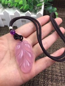 【貨物輸送無料】腕輪 付属物― さくら色シャンデリヤchinas natural beautiful pink agate chalcedony handcarved leaves pendant