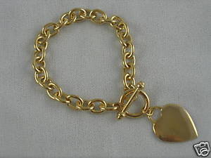 【送料無料】ブレスレット　アクセサリ―　ミルタグブレスレットgold plated 50 mils heart tag 7 bracelet