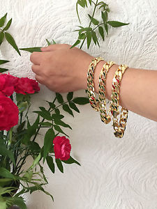 【送料無料】ブレスレット　アクセサリ―　ｋゴールドメッキブレスレットチェーン229cm10 l 10 mm w18k gold plated no stone bracelet curb chain