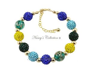 【送料無料】ブレスレット　アクセサリ―　ｋゴールドブレスレットナンシーコレクションshamballa amp; 14k gold filled bracelet yellow blue green nancys collection gift